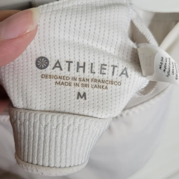 Athleta Powervita Superstrap Strappy Mesh Detail White Sports Bra MEDIUM EUC - Picture 7 of 9